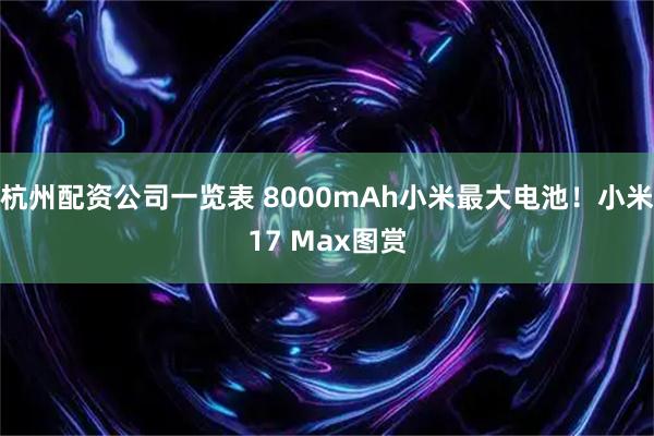 杭州配资公司一览表 8000mAh小米最大电池！小米17 Max图赏